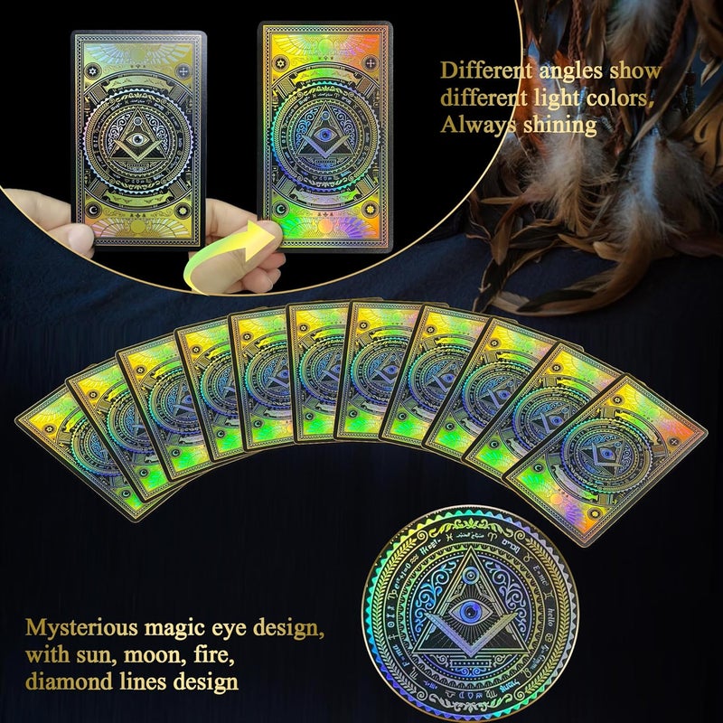 WJPC Gold Foil Edge Tarot Cards with Guide Book Set&Gift Box for Beginner& Expert. Original Design World History of Reverse Laser Gold - Image 3
